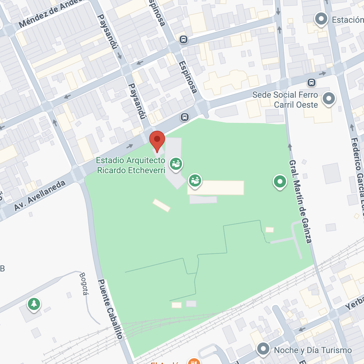 Mapa ubicación Estadio Ferro Carril Oeste — Avellaneda 1240, Caballito